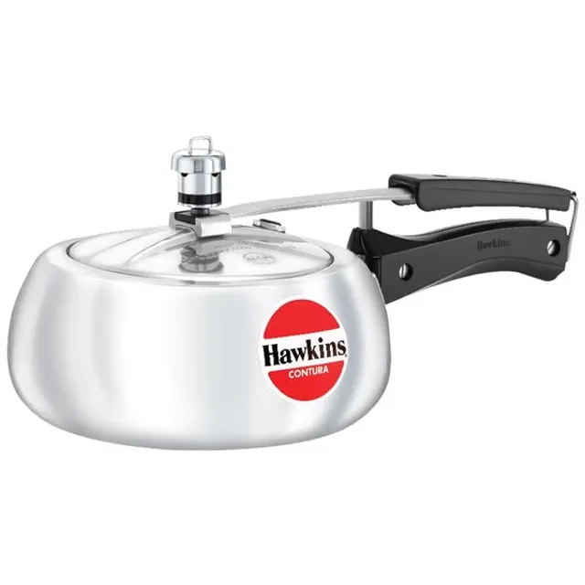 Hawkins Contura Aluminium Inner Lid Pressure Cooker - With Handle, Silver, HC20, 2 l-1.webp